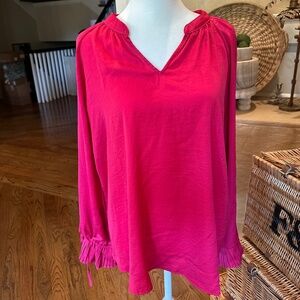 Anthropologie Current Air L.A. Fuchsia L/S Blouse NWT Size M